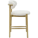Mia Boucle & Oak Bar Stool - White at Online8 Furniture Auckland NZ