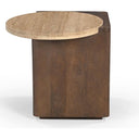 Verona Side Table with Travertine Top - Walnut at Online8 Furniture Auckland NZ