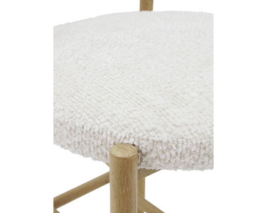 Mia Boucle & Oak Bar Stool - White at Online8 Furniture Auckland NZ