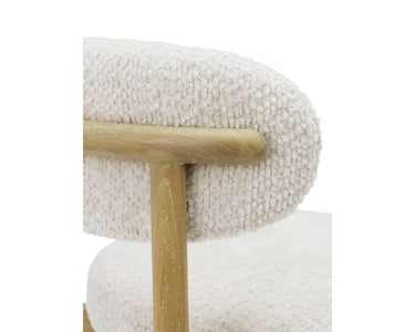 Mia Boucle & Oak Bar Stool - White at Online8 Furniture Auckland NZ