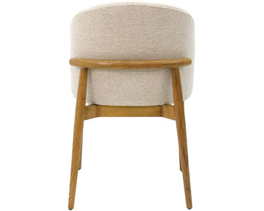 Adele Linen & Oak Wing Dining Chair - Grey Beige at Online8 Furniture Auckland NZ