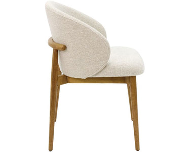 Adele Linen & Oak Wing Dining Chair - Grey Beige at Online8 Furniture Auckland NZ