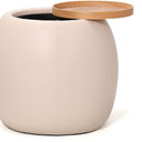 Tub Upholstered Side Table with Storage - Beige at Online8 Furniture Auckland NZ