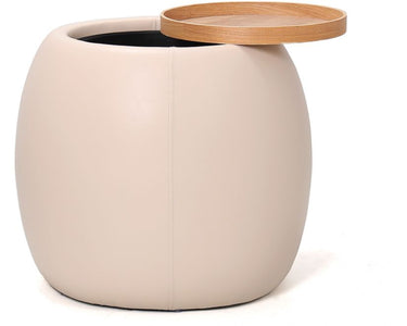 Tub Upholstered Side Table with Storage - Beige at Online8 Furniture Auckland NZ
