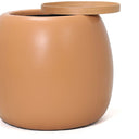 Tub Upholstered Side Table with Storage - Tan at Online8 Furniture Auckland NZ