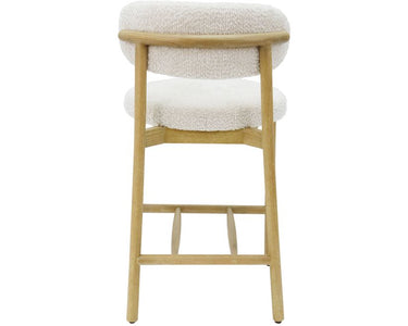 Mia Boucle & Oak Bar Stool - White at Online8 Furniture Auckland NZ