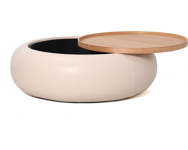 Tub Upholstered Coffee Table with Storage - Beige at Online8 Furniture Auckland NZ