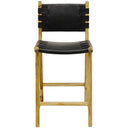 Skata Dining Chair - Teak Oil Wood & Black Leather at Online8 Furniture Auckland NZ