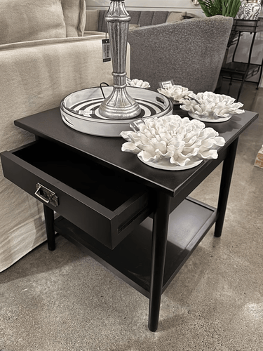 Provence Bedside Table - Black at online8 furniture store Auckland