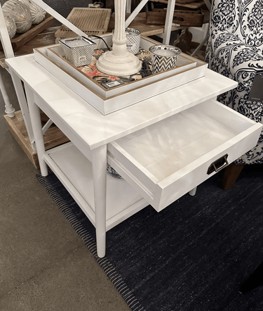 Provence Bedside Table - White at online8 furniture store Auckland
