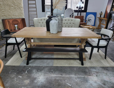 Provincial Cross Legs Dining Table at online8 furniture store Auckland