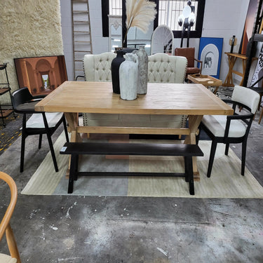 Provincial Cross Legs Dining Table at online8 furniture store Auckland