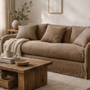 Provincial Slipcover 3-Seater Sofa: French Linen - Mocha at Online8 Furniture Auckland NZ