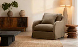 Provincial Slipcover Armchair - French Linen - Mocha at Online8 Furniture Auckland NZ