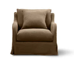 Provincial Slipcover Armchair - French Linen - Mocha at Online8 Furniture Auckland NZ
