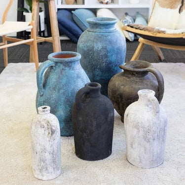 Provincial Terracotta Vase - Weathered Stone Set/2 at online8 furniture store Auckland