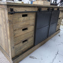 Railway Farmhouse Buffet Table with Metal Sliding Doors at online8 furniture store Auckland