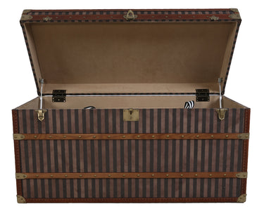 Rare Brass Bound Striped Trunk at online8 furniture store Auckland