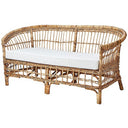 Rattan 2 Seat sofa with White Canvas Seat at online8 furniture store Auckland