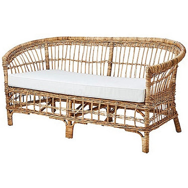 Rattan 2 Seat sofa with White Canvas Seat at online8 furniture store Auckland