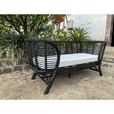 Rattan 2 seat Sofa with White Canvas Seat at online8 furniture store Auckland