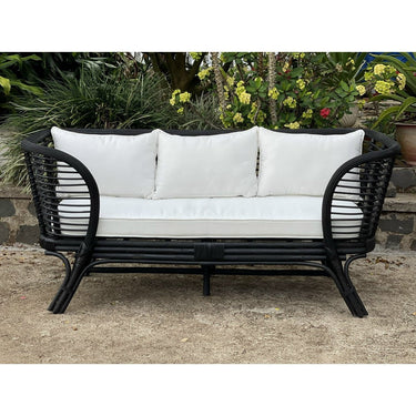 Rattan 2 seat Sofa with White Canvas Seat at online8 furniture store Auckland