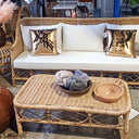 Rattan 3 Seater sofa with Canvas Seat & Cushions at online8 furniture store Auckland