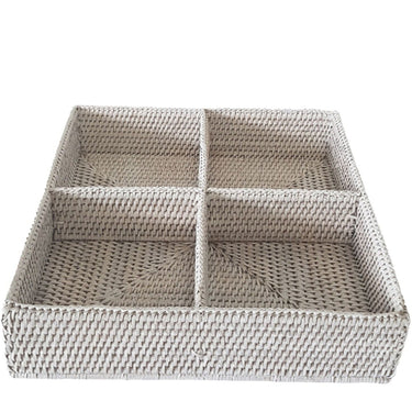 Rattan 4 Compartment Organizer at online8 furniture store Auckland