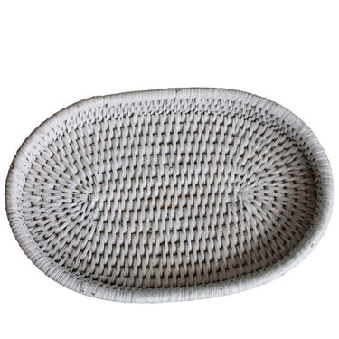 Rattan Oval Tray White at online8 furniture store Auckland