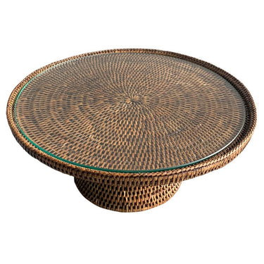 Rattan Stand Large with Glass Plate at online8 furniture store Auckland