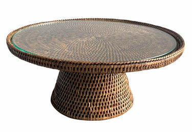 Rattan Stand Large with Glass Plate at online8 furniture store Auckland