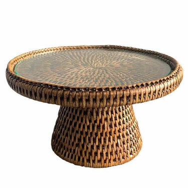 Rattan Stand Small With Glass Plate at online8 furniture store Auckland
