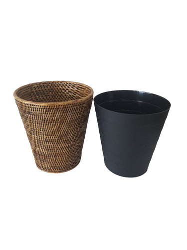 Rattan Waste Bin with Plastic Insert at online8 furniture store Auckland