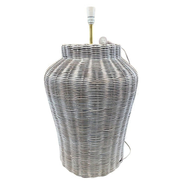 Rattan White Lamp Base Med at online8 furniture store Auckland