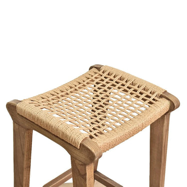 Reclaimed Oak & Rattan Counter Stool | Barstool at online8 furniture store Auckland