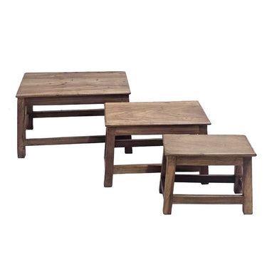 Reclaimed Wooden Stool Set/3 – Natural at Online8 Furniture Auckland NZ