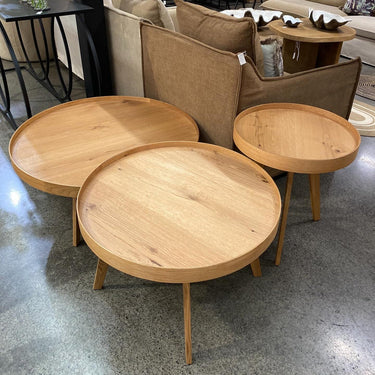 Reflect Set of 3 Coffee Tables - Natural oak at online8 furniture store Auckland
