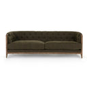 Regal Tufted 3 Seater Sofa in earthy olive polyester with a button-tufted backrest