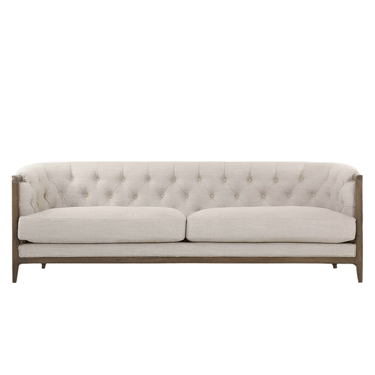 Regal Tufted Lounge Suite 3+1+1 in cream - the 3 seater sofa on a solid oak frame