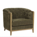 Regal Tufted Lounge Suite 3+1+1 in olive - one of the two matching armchairs