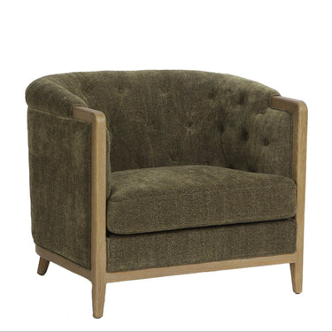 Regal Tufted Lounge Suite 3+1+1 in olive - one of the two matching armchairs