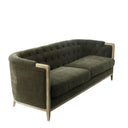 Regal Tufted 3 Seater Sofa in olive, 210 x 86 x 85cm on solid oak legs