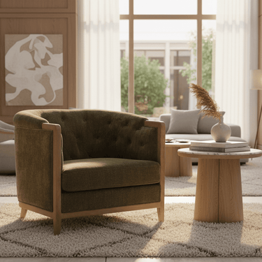 Regal Tufted Armchair in olive, 87 x 84 x 76cm with deep button tufting