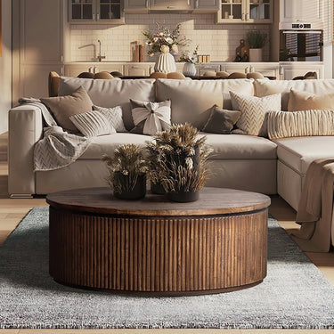 Regency Coffee Table Round - Old Elm at online8 furniture store Auckland