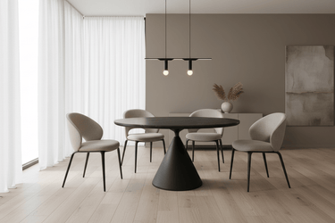 Remi Ceramic Top Round Dining Table - Black at Online8 Furniture Auckland NZ