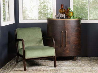 Renfrow Velvet Armchair - Olive at online8 furniture store Auckland