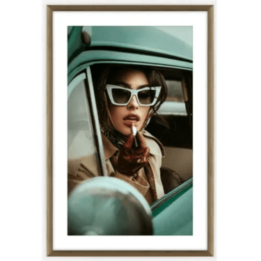 Retro Lady Glass Framed Print at online8 furniture store Auckland