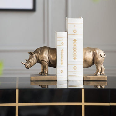 Rhino Bookends - Gold at online8 furniture store Auckland
