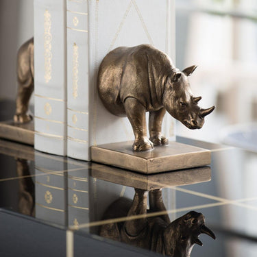 Rhino Bookends - Gold at online8 furniture store Auckland