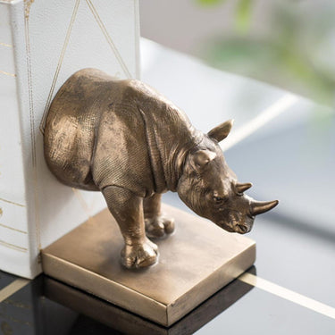 Rhino Bookends - Gold at online8 furniture store Auckland